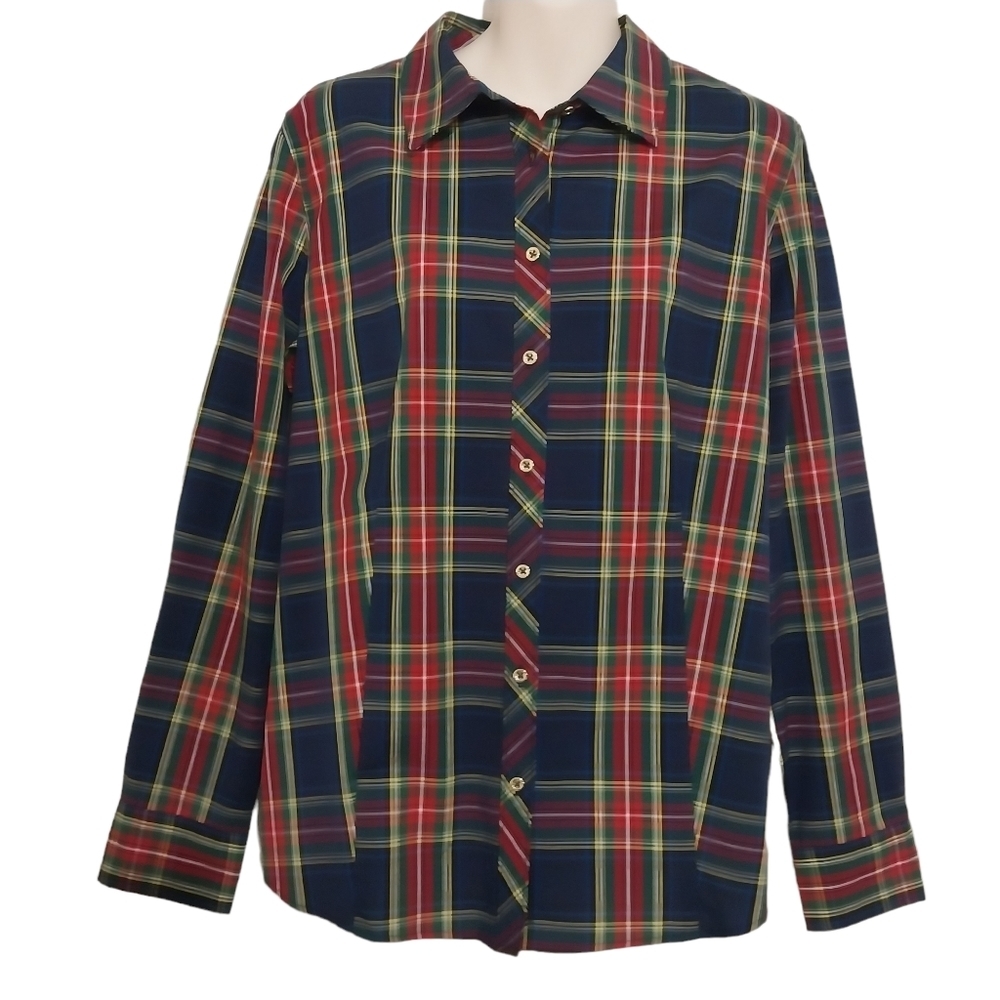 Talbots Plaid Button Down Long Sleeve Shirt Sz 12